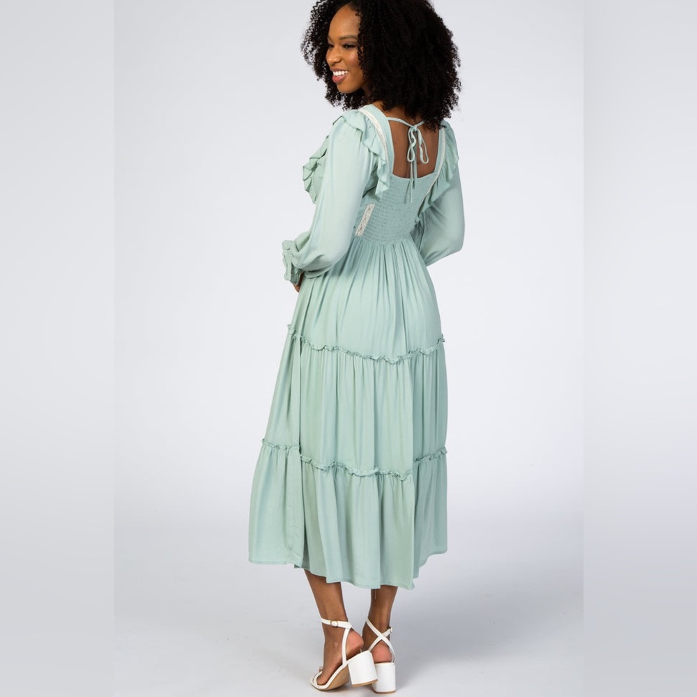 PinkBlush sage long sleeve tiered midi dress nwot - Picture 5 of 5